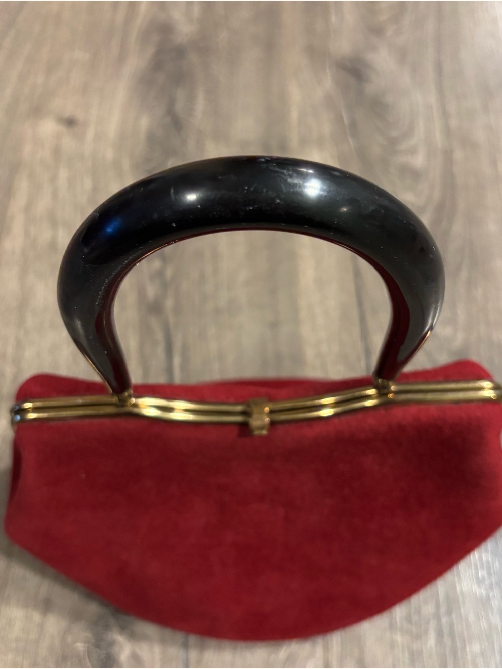 1950s Morris Moskowitz Vintage Maroon Wool Handbag with Bakelite Handle - Picture 5 of 14